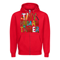 Red tiny human tamer Zipper Hoodie - NancyCooperArtShop