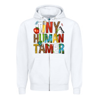 White tiny human tamer Zipper Hoodie - NancyCooperArtShop
