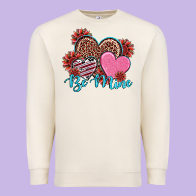 Valentine's Day Be Mine Hearts Sunflower Premium Sweatshirt Designed By Ranaportraitstore