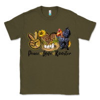 Army Green Peace Love Rooster Classic Tee - LillyAllenDesigns