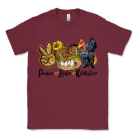 Burgundy Peace Love Rooster Classic Tee - LillyAllenDesigns