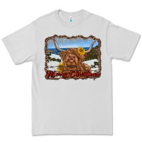 Dove Grey merry christmas highland cow with farm Premium Tee - RanaPortraitStore