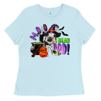 Baby Blue Moo I Mean Boo Baby Cow Ladies Tee - RanaPortraitStore