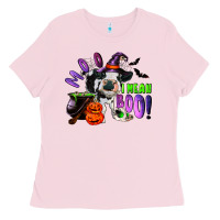 Bubblegum Pink Moo I Mean Boo Baby Cow Ladies Tee - RanaPortraitStore