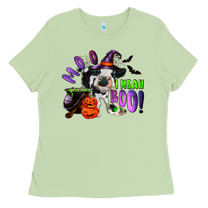 Moo I Mean Boo Baby Cow Ladies Tee by RanaPortraitStore | Teevron