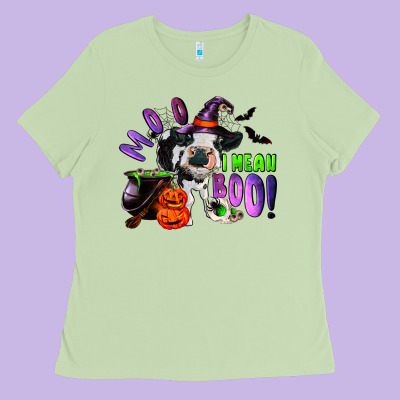 Ladies Tee Moo I Mean Boo Baby Cow