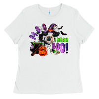 White Moo I Mean Boo Baby Cow Ladies Tee - RanaPortraitStore