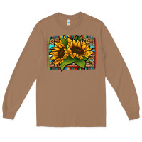 Toasted Coconut Sunflower With Serape Background Long Sleeve Tee - Jasminsmagicworld