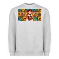 Heather Grey beagle with sunflowers license plate Heavyweight Sweatshirt - Artiststas