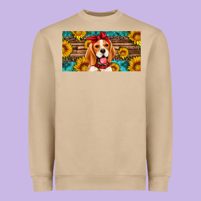 Beagle With Sunflowers License Plate Heavyweight Sweatshirt Designed By Artiststas