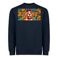 Navy beagle with sunflowers license plate Heavyweight Sweatshirt - Artiststas