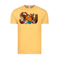Vintage Mustard joy with basketball and santa's hat Vintage Tee - AdoDesignShop