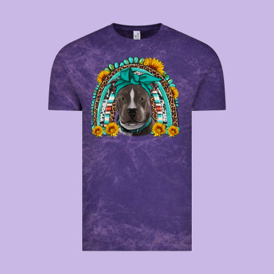 Western Pitbull Rainbow Vintage Tee Designed By Artiststas