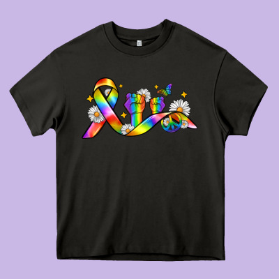 Pride Ribbon Heavy Core Tee Designed By Zillion Design Studio