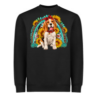 Beagle Turquoise And Sunflowers Rainbow Heavyweight Sweatshirt | Teevron