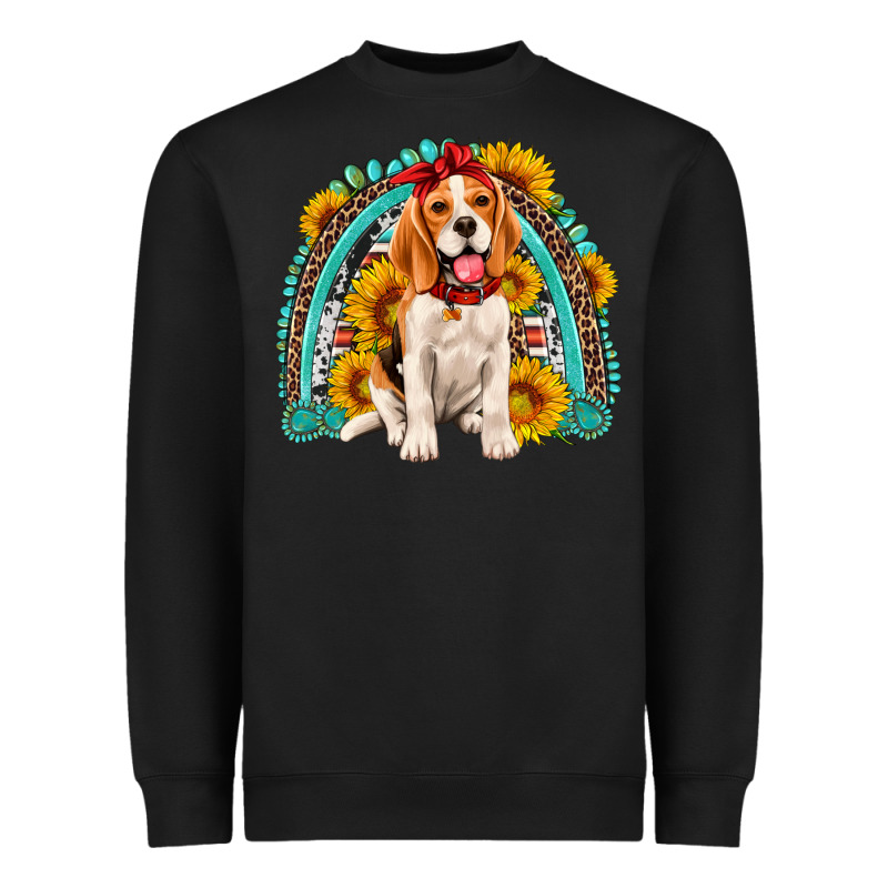 Beagle Turquoise And Sunflowers Rainbow Heavyweight Sweatshirt by Artiststas | Teevron