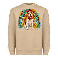 Mushroom beagle turquoise and sunflowers rainbow Heavyweight Sweatshirt - Artiststas