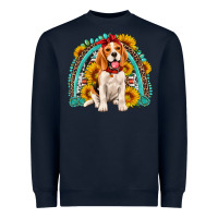 Navy beagle turquoise and sunflowers rainbow Heavyweight Sweatshirt - Artiststas