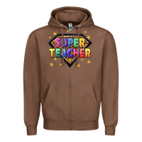 Chestnut super teacher with leopard Zipper Hoodie - NancyCooperArtShop