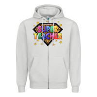 Dove Grey super teacher with leopard Zipper Hoodie - NancyCooperArtShop