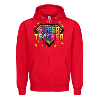 Red super teacher with leopard Zipper Hoodie - NancyCooperArtShop