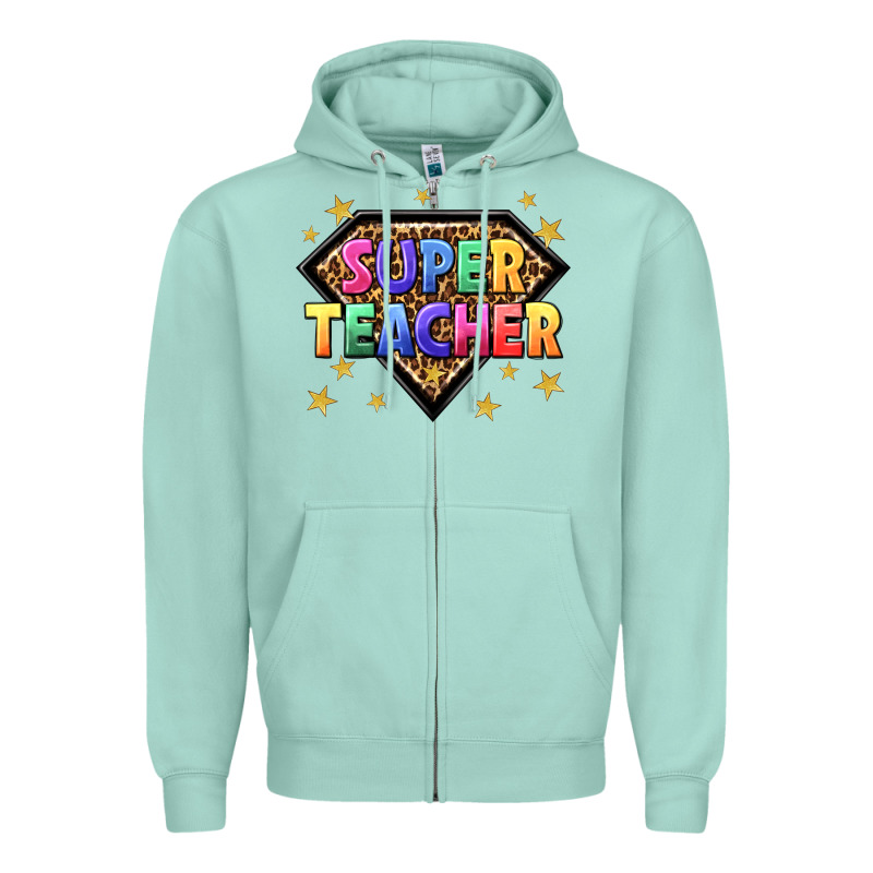 Super Teacher With Leopard Zipper Hoodie by NancyCooperArtShop | Teevron