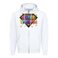 White super teacher with leopard Zipper Hoodie - NancyCooperArtShop