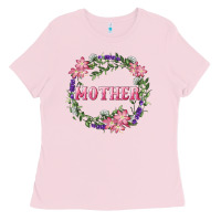 Bubblegum Pink Mother With Floral Wreath Ladies Tee - RanaPortraitStore