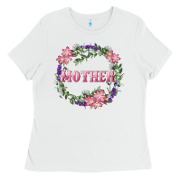 White Mother With Floral Wreath Ladies Tee - RanaPortraitStore