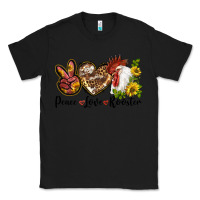 Black Peace Love Rooster With Sunflowers Classic Tee - LillyAllenDesigns