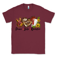 Burgundy Peace Love Rooster With Sunflowers Classic Tee - LillyAllenDesigns