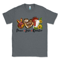 Charcoal Heather Peace Love Rooster With Sunflowers Classic Tee - LillyAllenDesigns