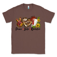 Chestnut Peace Love Rooster With Sunflowers Classic Tee - LillyAllenDesigns