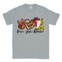 Heather Grey Peace Love Rooster With Sunflowers Classic Tee - LillyAllenDesigns