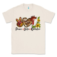 Natural Peace Love Rooster With Sunflowers Classic Tee - LillyAllenDesigns