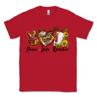 Red Peace Love Rooster With Sunflowers Classic Tee - LillyAllenDesigns