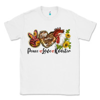 White Peace Love Rooster With Sunflowers Classic Tee - LillyAllenDesigns