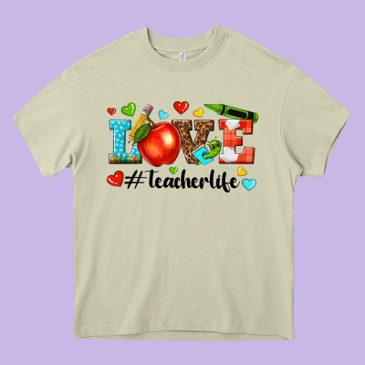 Love Teacher Life Heavy Core Tee Designed By Texasbilliewilder