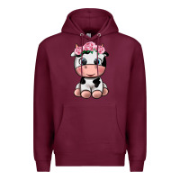 Burgundy cute cow Premium Hoodie - texasbilliewilder