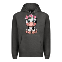 Charcoal Heather cute cow Premium Hoodie - texasbilliewilder