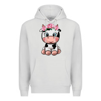 Dove Grey cute cow Premium Hoodie - texasbilliewilder