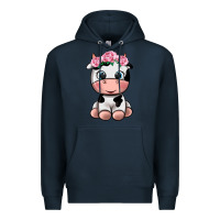 Navy cute cow Premium Hoodie - texasbilliewilder