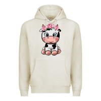 Oatmeal Heather cute cow Premium Hoodie - texasbilliewilder