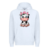 White cute cow Premium Hoodie - texasbilliewilder