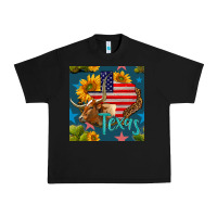 Black 4th of july texas map with cow seamless pattern Urban Heavy Tee - BundleAndBundleShop