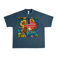 Midnight Navy 4th of july texas map with cow seamless pattern Urban Heavy Tee - BundleAndBundleShop