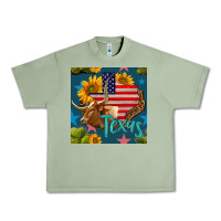Oil Green 4th of july texas map with cow seamless pattern Urban Heavy Tee - BundleAndBundleShop