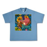 Pebble Blue 4th of july texas map with cow seamless pattern Urban Heavy Tee - BundleAndBundleShop