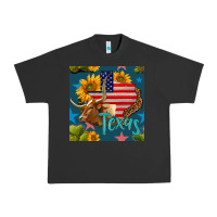 Pigment Black 4th of july texas map with cow seamless pattern Urban Heavy Tee - BundleAndBundleShop