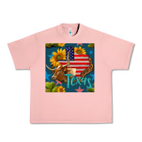 Salmon 4th of july texas map with cow seamless pattern Urban Heavy Tee - BundleAndBundleShop